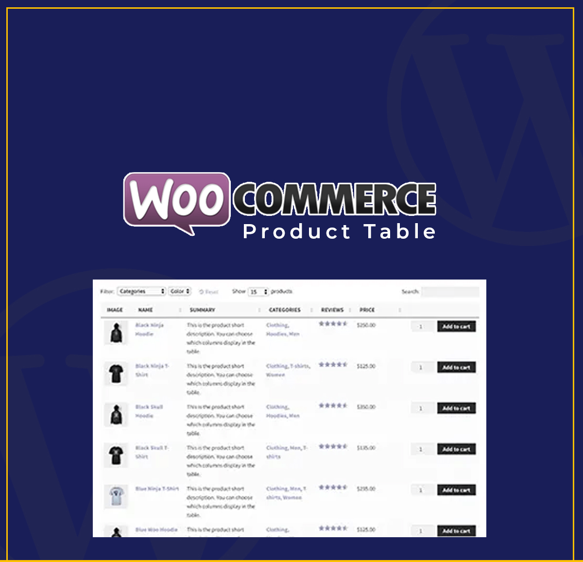 WooCommerce Product Table
